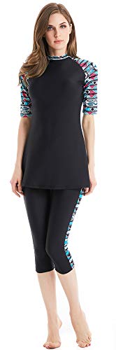 Trajes De Baño Musulmanes Damas Burkini Manga Manga Corta Ropa De Play Modest Muslim Swimwear (N2, Int'l L)