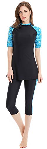 Trajes De Baño Musulmanes Damas Burkini Manga Manga Corta Ropa De Play Modest Muslim Swimwear (N3, Int'l M)