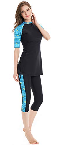 Trajes De Baño Musulmanes Damas Burkini Manga Manga Corta Ropa De Play Modest Muslim Swimwear (N3, Int'l M)