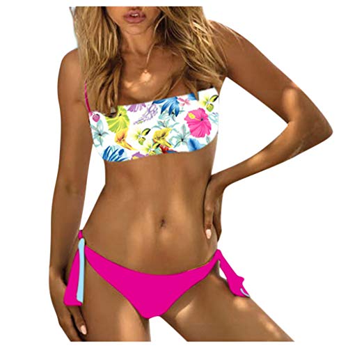 Trajes de Baño para Mujer Verano Dos Piezas Sexy PAOLIAN Bikinis Mujer Brasileña Push Up Tankinis con Relleno Bañadores Bandeau Palabra de Honor Mujer Natación Playa Estampadas Flores