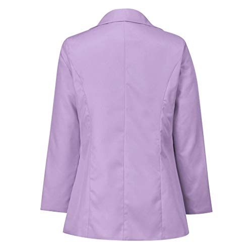 Trajes Mujer Invierno Otoño 2019 SHOBDW Liquidación Venta Abrigos Mujer Elegantes Color Sólido Chaqueta Mujer Solapa Cardigan Mujer Largos Rebajas Casual Blazers Mujer Talla Grande(Morado,S)