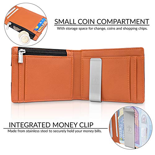 TRAVANDO Cartera con Pinza para Billetes London Bloqueo RFID | Seguridad | Tarjetero Hombre Slim | Billetero | Cartera pequeña de Viaje | Estuche, Protege Tarjetas de crédito (Negro)