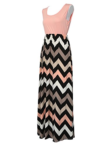 Très Chic Mailanda – Vestido de verano largo de gasa para mujer, para fiesta, de cintura alta, sin mangas rosa XXL