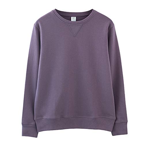 TRGCJGH Sudadera Hombre Mujer Sudadera Unisex Liso Cuello Redondo Suéter Clásico Color Sólido,Violet-XL
