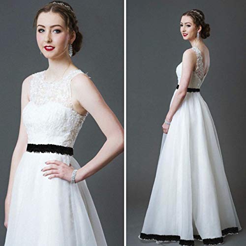 Trimming Shop 50mm Ancho Chifón Ribete de Encaje Tul Flores Cinta Vintage Aplique Para Adorno Ropa,Costura,Bricolaje Novia de la Boda Vestidos - Negro, 5 Metres