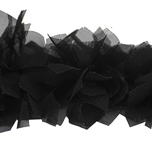 Trimming Shop 50mm Ancho Chifón Ribete de Encaje Tul Flores Cinta Vintage Aplique Para Adorno Ropa,Costura,Bricolaje Novia de la Boda Vestidos - Negro, 5 Metres
