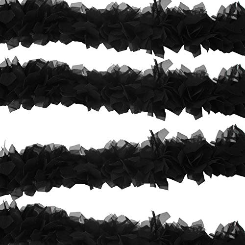 Trimming Shop 50mm Ancho Chifón Ribete de Encaje Tul Flores Cinta Vintage Aplique Para Adorno Ropa,Costura,Bricolaje Novia de la Boda Vestidos - Negro, 5 Metres