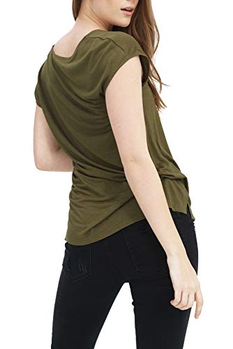 trueprodigy Casual Mujer Marca Camiseta Basico Ropa Retro Vintage Rock Vestir Moda Cuello v Manga Corta Slim Fit Designer Fashion T-Shirt, Colores:Olive, Tamaño:L