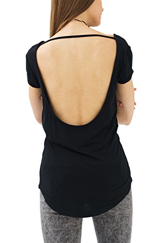 trueprodigy Casual Mujer Marca Camiseta con impresión Estampada Ropa Retro Vintage Rock Vestir Moda Cuello Redondo Manga Corta Slim Fit Designer Fashion T-Shirt, Colores:Black, Tamaño:XL