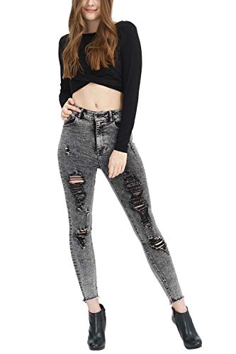 trueprodigy Casual Mujer Marca Camiseta Manga Larga Basico Ropa Retro Vintage Rock Vestir Moda Cuello Redondo Slim Fit Designer Fashion Top, Colores:Black, Tamaño:XL