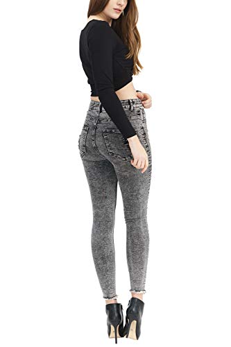 trueprodigy Casual Mujer Marca Camiseta Manga Larga Basico Ropa Retro Vintage Rock Vestir Moda Cuello Redondo Slim Fit Designer Fashion Top, Colores:Black, Tamaño:XL