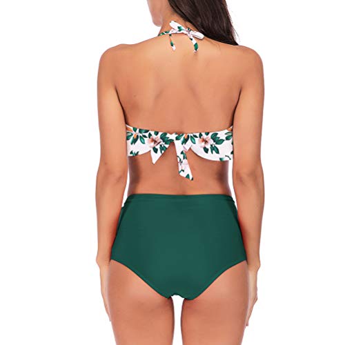 TSWRK Bikini Dedos Piezas para Mujer Bikini Dedos Piezas Conjunto Retro Traje deBaño Dedos Piezas con Pliegues En El Hombro Traje deBaño Push Up Traje deBaño En La Playa