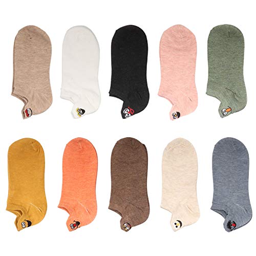 TTSkying Calcetines de algodón para mujer, diseño de caricatura bordada, divertidos calcetines cortos para mujer