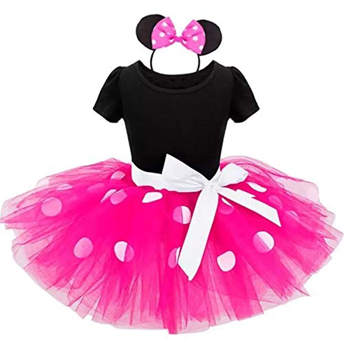 TTYAOVO Conjunto de Ropa para Bebés 2pcs, Trajes de Dibujos Animados Lindos para Niñas Bebés Top Estampado + Falda Tutu para 1-7 Años (4-5 Años, 07 Rose Rojo)