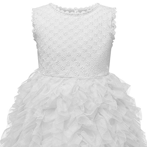 TTYAOVO Verano sin Mangas con Volantes en Forma de Flor para niñas de (Talla130) 5-6 años 411 Blanco