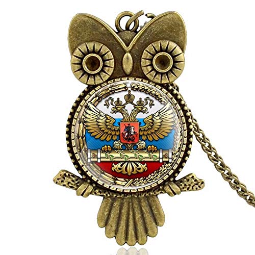 TUDUDU Punk Estilo Retro Joyería Zar Doble Águila Collar De Bronce Vintage Colgante Moda Búho Joyería Encanto Regalos Hombres Longitud 80 Cm