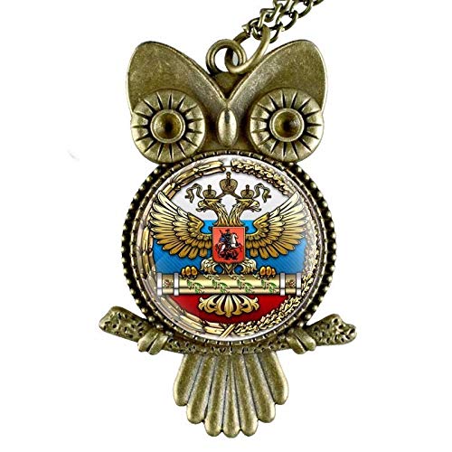 TUDUDU Punk Estilo Retro Joyería Zar Doble Águila Collar De Bronce Vintage Colgante Moda Búho Joyería Encanto Regalos Hombres Longitud 80 Cm