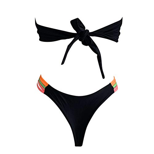 TUDUZ Bikinis Mujer Conjunto De Rayas De Colores Tanga Braga Ropa Interior Sujetador Traje De Baño