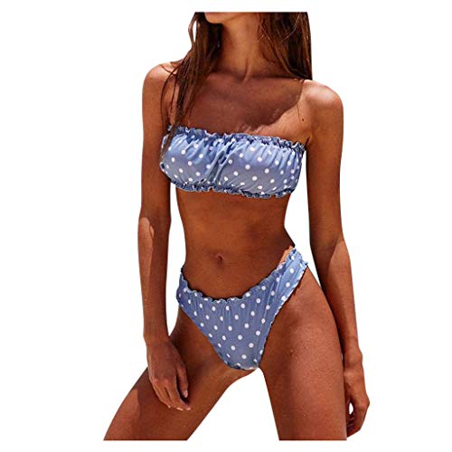 TUDUZ Bikinis Mujer Conjunto Trajes de baño Estampado Puntos sin Tirantes Sujetador Braga Piscina Playa