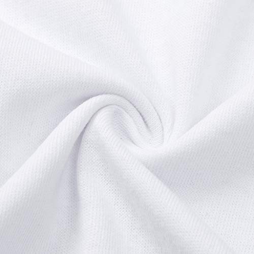 TUDUZ Camisas Mujer Manga Larga Blusas Impresión Tops Cuello Redondo Camisetas (Blanco.h, M)