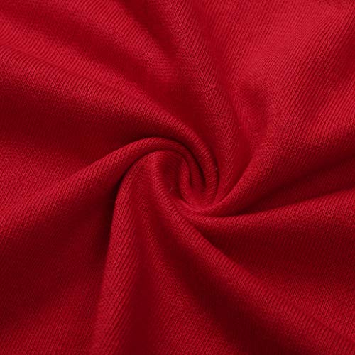 TUDUZ Camisas Mujer Manga Larga Blusas Impresión Tops Cuello Redondo Camisetas (Rojo .g, M)