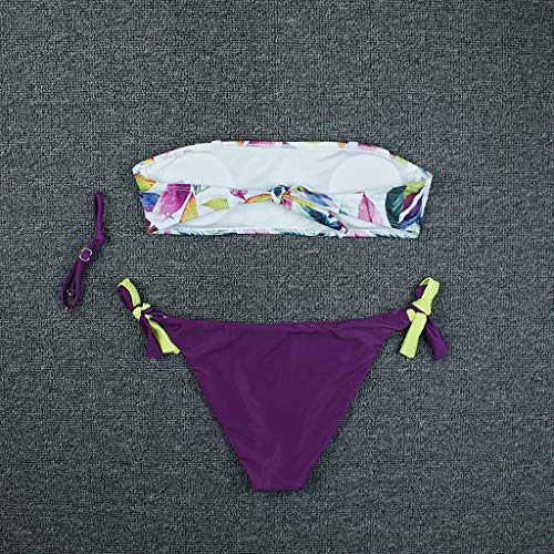 TUDUZ Conjunto Mujer Bikini Estampado Cintura Alta Sin Tirantes Sujetador Braga Ropa Interior Traje De Baño
