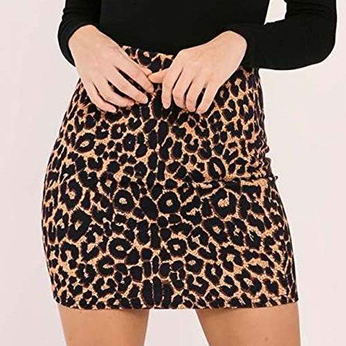 TUDUZ Falda Estampada De Leopardo para Mujer Minifalda LáPiz Bodycon Hip Falda UniformeEnaguasMicrofibra (Marrón, XL)