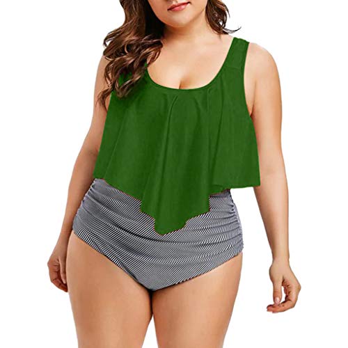 TUDUZ Mujer Tankini De Dos Piezas Bikini Talla Extra Floral Impreso Conjunto De Trajes De Baño (Verde.b, XXXXL)