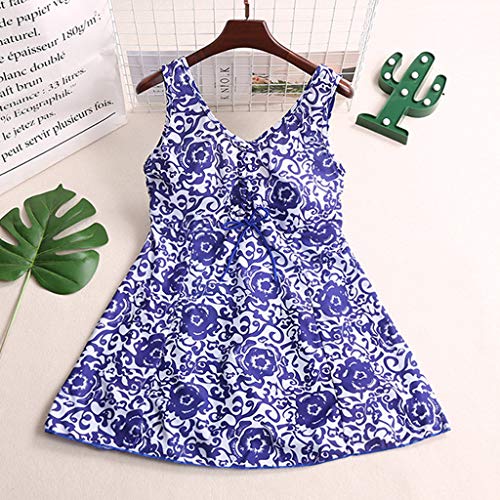 TUDUZ Tankinis Mujer Trajes De Baño De Una Pieza Vestido De Talla Grande Vestido De Baño (Azul, XXXXXXL)