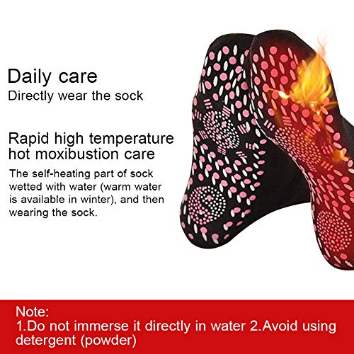 TUKNON Calcetines Autocalentantes, Calcetines Termicos, Calcetines Magnéticos de Turmalina, Calentadores de Pies, Ideal para Esquí Senderismo Pesca Cámping, 2 Pares(Negro)