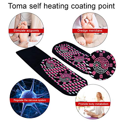 TUKNON Calcetines Autocalentantes, Calcetines Termicos, Calcetines Magnéticos de Turmalina, Calentadores de Pies, Ideal para Esquí Senderismo Pesca Cámping, 2 Pares(Negro)