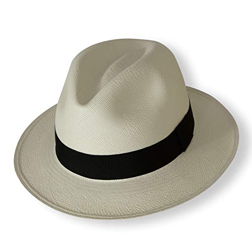 Tumi Latin American Crafts - Sombrero Panamá - para mujer, Crema de color, cinta negro, 55 cm