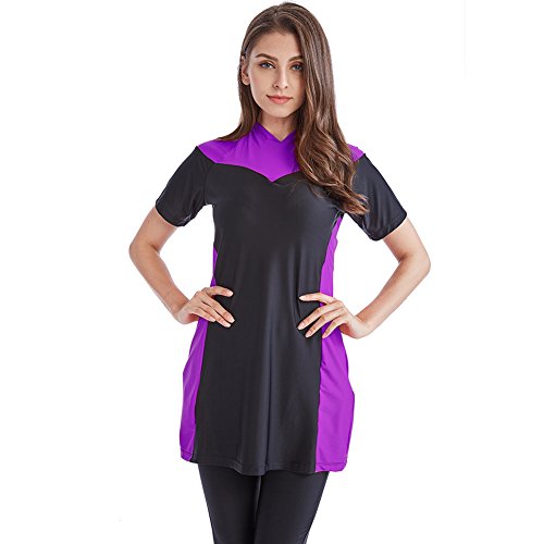 Tumon Bay Traje de baño modesto para mujer, 2 piezas, traje de baño musulmán, Burkini Surf Morado Morado ( 38-40
