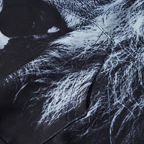 TUONROAD Hoodie Hombre Funny León 3D Impreso Negro Sudaderas con Capucha Ligero Unisex Sweatshirt Confortable Pullover Colorido Manga Larga Sweater Hoody con Bolsillos Cordón S-M