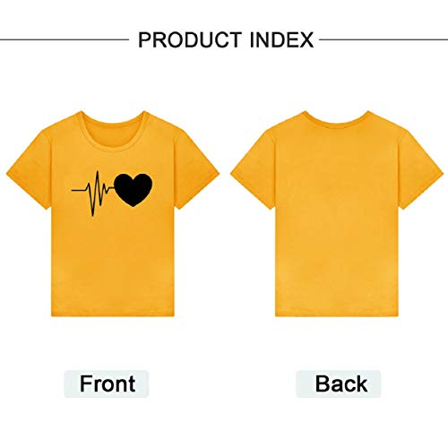 Tuopuda Camiseta de Mangas Cortas Mujer Corazón Impresión tee Clásico con Cuello en Redondo Basica Camiseta Ligera de Algodón Ablandado Verano Casual Tops