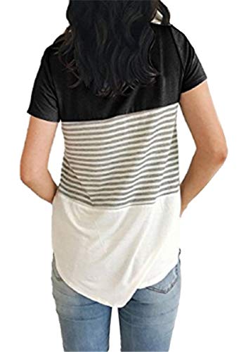 Tuopuda Camisetas para Mujer Casual Manga Corta Camisa Rayas Talla Grande Tops con Cuello Redondo