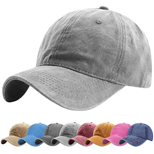 Tuopuda Gorra de Béisbol Classic Unisex Ajustable Washed Teñido Gorras de Béisbol de Algodón Sombrero de Deportes al Aire Libre (Gris)