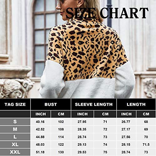 Tuopuda Mujer Sudadera Caliente y Esponjoso Tops Chaqueta Suéter Abrigo Jersey Mujer Talla Grande Hoodie Larga Pullover Deportivo Cremallera Chaqueta Hoodies Suéter Abrigo con Bolsillo (Leopardo, XL)