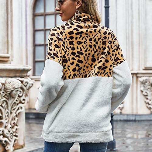 Tuopuda Mujer Sudadera Caliente y Esponjoso Tops Chaqueta Suéter Abrigo Jersey Mujer Talla Grande Hoodie Larga Pullover Deportivo Cremallera Chaqueta Hoodies Suéter Abrigo con Bolsillo (Leopardo, XL)