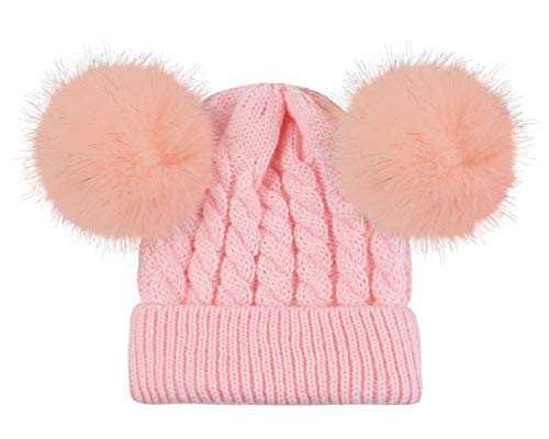 Tuopuda Sombrero para Niños Y Niñas Bufanda Conjunto Slouchy Invierno Grueso Bebe Beanie Gorros con Pompon Y Bufanda de Punto Cuello Redondo para 0-24 Meses Niña Niño