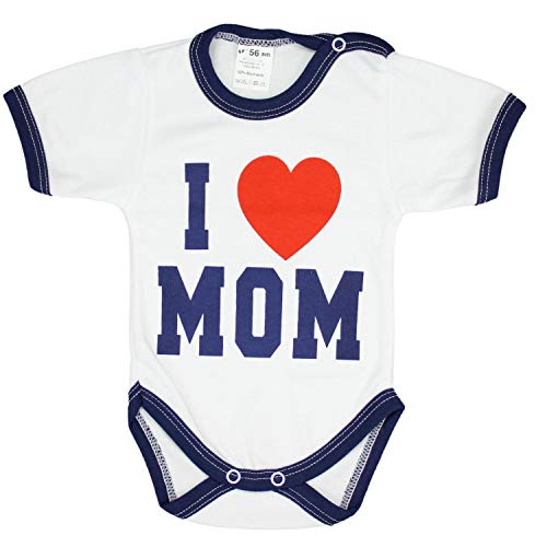 TupTam Conjunto para Bebé Pantalones Body con Estampado, I Love Mamá Azul Oscuro, 56