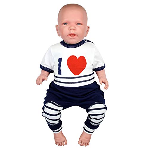 TupTam Conjunto para Bebé Pantalones Body con Estampado, I Love Mamá Azul Oscuro, 56