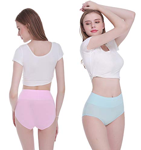 TUUHAW Braguita de Talle Alto Algodon para Mujer Pack de 5 Culotte Bragas de Cintura Alta Comodo, Multicolor, XL