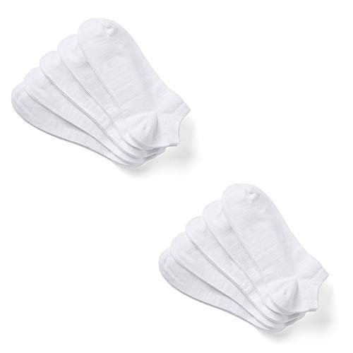 TUUHAW Calcetines de Deporte Low Cut Pro Para Hombre Mujer y niño 10 Pares Calcetines Cortos Tobilleros Deportivos Zapatilla Transpirable(Blanco4346)