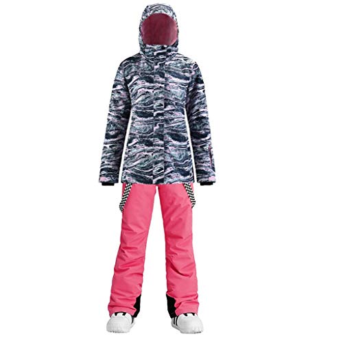 TWDYC Sistema de esquí para Mujeres Invierno A Prueba de Viento Cálido Toma de Snowboard Espesada Chaqueta y Pantalones Snow Sports Ski Traje Mujeres (Color : B, Size : XS Code)