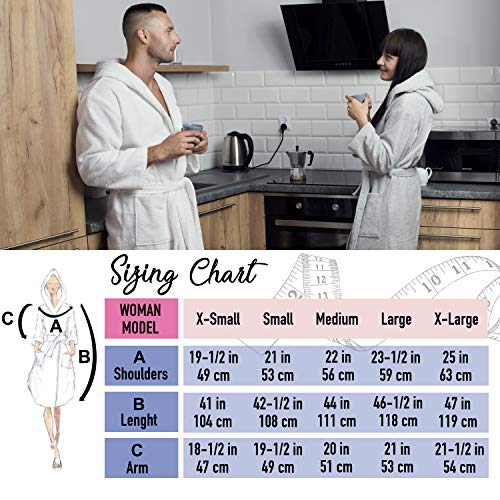 Twinzen Bata Mujer, Albornoz de baño (XL, Gris Oscuro) - Oeko Tex, No Producto Químico - Albornoz de Algodón con Capucha, 2 Bolsillos, Cinturón para Mujer - Bata Baño Suave, Absorbente y Cómoda