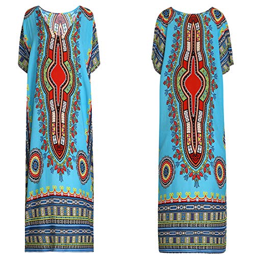 Tyidalin Kaftan Vestido Maxi Largo Playa Mujer Verano Estampado Camisolas y Pareos Bohemio Kimono Cover Ups (Color 4, Talla única)
