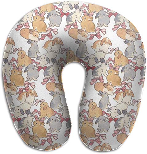 tyui7 Conejos Amarillos y Marrones como Arcos Almohada en Forma de U Almohada de Cuello de Espuma de Memoria para Viajar y aliviar el Dolor de Cuello Almohadas cómodas de Cuello uterino
