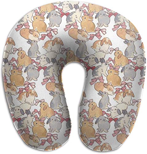 tyui7 Conejos Amarillos y Marrones como Arcos Almohada en Forma de U Almohada de Cuello de Espuma de Memoria para Viajar y aliviar el Dolor de Cuello Almohadas cómodas de Cuello uterino