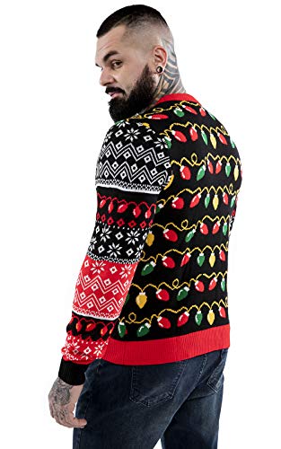 U LOOK UGLY TODAY Jersey de Navidad para hombre con luz LED, divertido suéter de punto para Navidad, con lámpara LED, diseño navideño Santa Shine. XXL